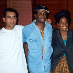 With Sly Dunbar (Sly & Robbie) and Judy Mowett (The I-Threes) at Bob Marley's Tuff Gong Studio Kingston Jamaica 1993